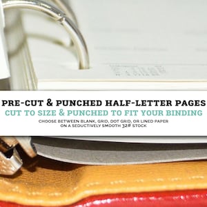 BULK Half-Letter Planner Inserts - Dot Grid, Lined, Grid, Or Blank Inserts for Mini Planners - Punched to Order - PC-HL