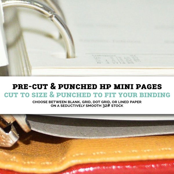 Pre-Cut & Punched Happy Mini Inserts - Mini Planner Pages - Dot Grid, Lined, Grid, Or Blank Inserts for HPM - Punched to Order - PC-HPM