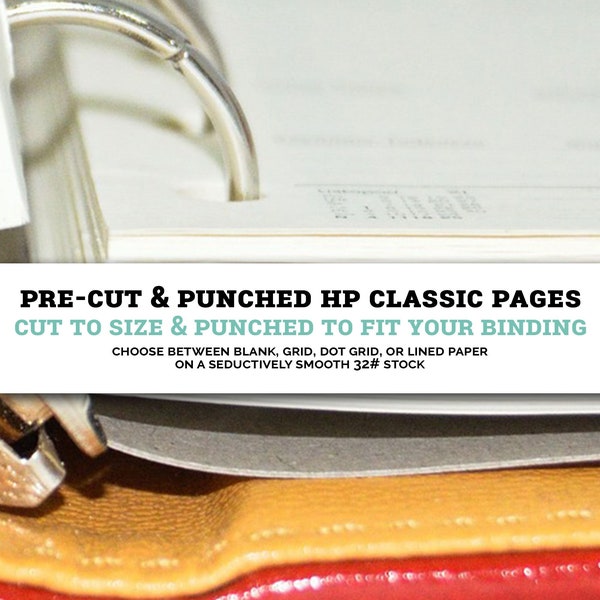 Pre-Cut & Punched Happy Classic Inserts - Planner Refills - Dot Grid, Lined, Grid, Or Blank Filler Paper for 9.25 x 7" Planners - PC-HPC