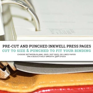 BULK Inkwell Press Refill Pages - Dot Grid, Lined, Grid, Or Blank Inserts for Large Planners - Punched to Order - PC-IP