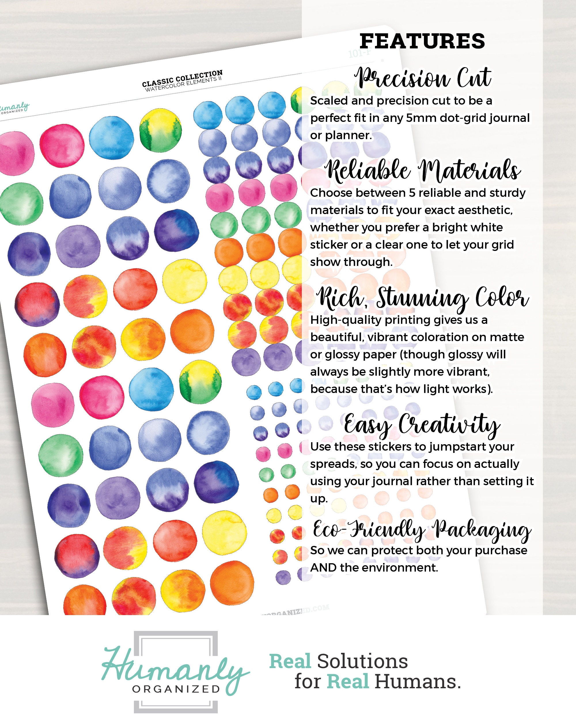 180 Watercolor Dot Stickers for Bullet Journals - Minimalist Stickers ...
