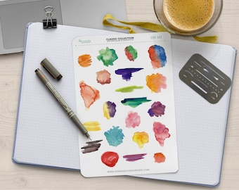 Watercolor Paint Swatch Planner Stickers: Vibrant Journal Accents