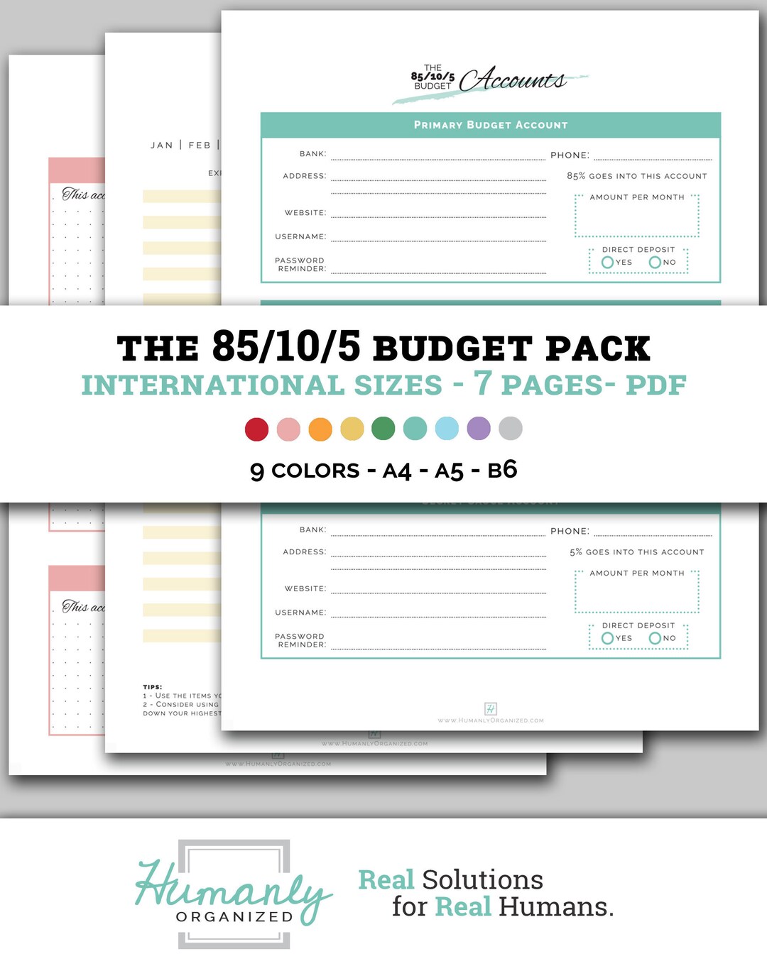 Budget System Printable Pack - the 85/10/5 System Printable Finance ...
