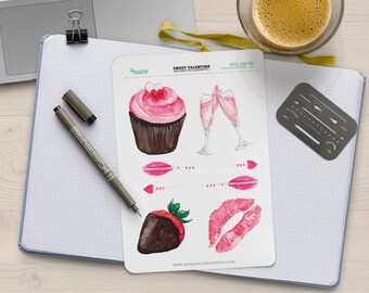 Valentine's Day Large Stickers Sheet for Bullet Journals, Notebooks and Planners | HOL-100-H1