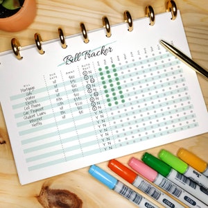 Yearly Bill Tracker Printable Bullet Journal Insert for Money ...