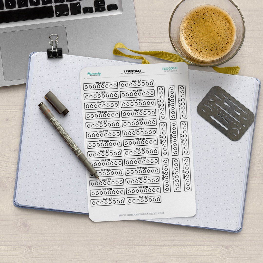 Functional Ess Sticker Water Tracker Functional Stickers for Bullet Journals | Easy to Use ...