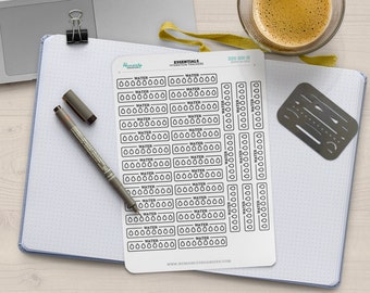 Water Tracker Functional Stickers for Bullet Journals | Easy to Use Sticker Sheet of Hydration Trackers for 5mm Dot Grid Planners | ESS-100