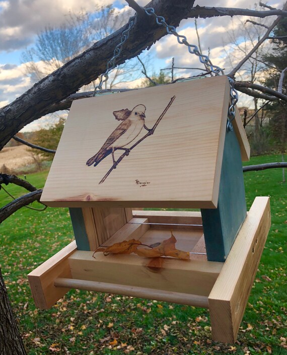 This Beautiful Fine Hand Burned Yellow Warbler Bird Feeder Etsy