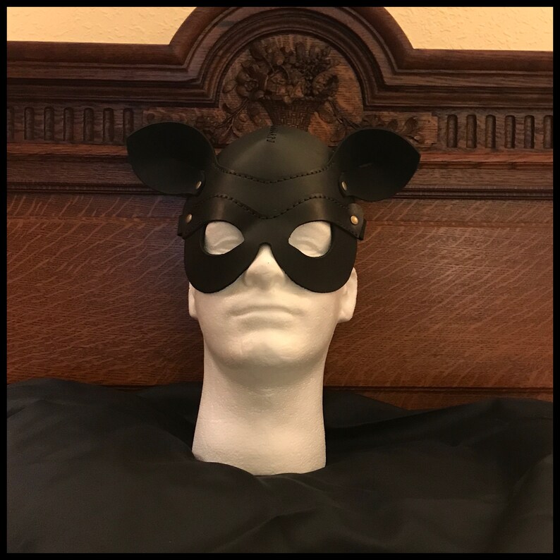 Leather mask Cat Mask Black Leather Cat Mask Etsy