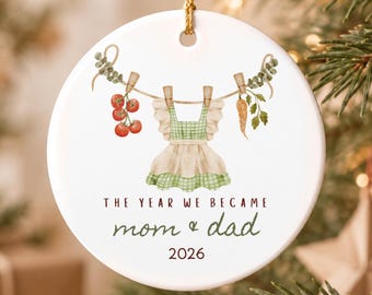 Personalized Baby Girl Christmas Ornament for First Time Parents Gift | Gingham Baby Keepsake,  Custom New Parents Ornament