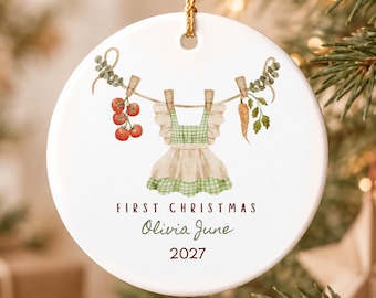 Personalized Baby Girl First Christmas Ornament, Baby Birth Ornament Gift, Custom Baby Name & Year, Newborn Keepsake, Ceramic Ornament
