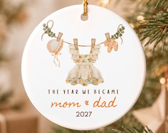 Personalized Little Cutie Baby Girl Christmas Ornament for Mom & Dad Keepsake Gift | First Time Parents Gift | Baby Coming Soon Announcement