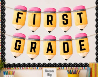 Pencil Alphabet Banner Printable Classroom Door Decor | Bulletin Board Letters | Back to School Bunting | Teacher Welcome Sign