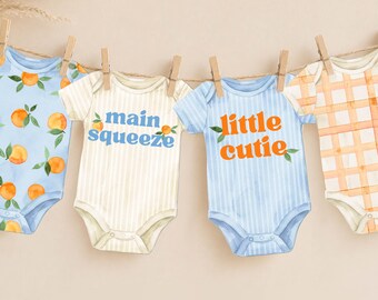 Blue Little Cutie Baby Shower Banner, Boy Baby Decor, Citrus Baby Shower Garland, Orange Baby Shower Bunting