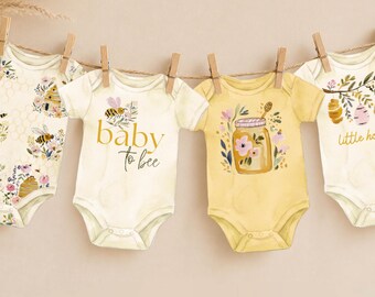 Baby to Bee Onesie Banner Printable, Bee Baby Shower Decor, Little Honey Garland, Mommy to Bee Party Decorations, Baby Bodysuit Banner