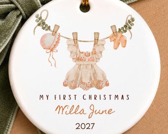 Personalized Baby Girl First Christmas Ornament, Little Pumpkin Baby Name Keepsake, Custom Baby Gift for October Pumpkin Theme Baby Shower