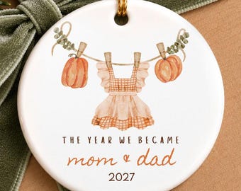 Personalized New Mom & New Dad Keepsake Gift | First Time Parents Christmas Ornament Gift | Fall Baby Shower Gift Idea