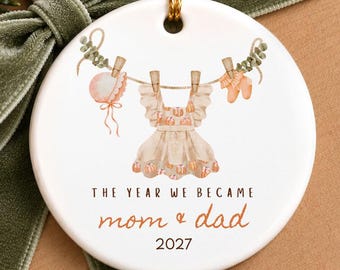 Personalized New Mom & New Dad Christmas Ornament Keepsake Gift | First Time Parents Gift | Little Pumpkin Baby Shower Gift Idea