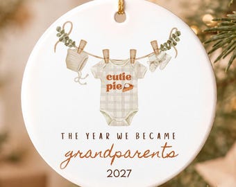 Cutie Pie Personalized First Time Grandparents Gift Idea, New Grandparents Gift, Personalized Grandma Grandpa Keepsake, Baby Birth Ornament
