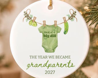 Personalized First Time Grandparents Gift Idea for Pickle Theme Baby, New Grandparents Ornament Gift, Personalized Grandma Grandpa Keepsake