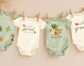 Locally Grown Baby Shower Onesie Banner, Gardening Baby Shower Decor, Little Sprout Baby Garland, Farmers Market Baby Shower Decor