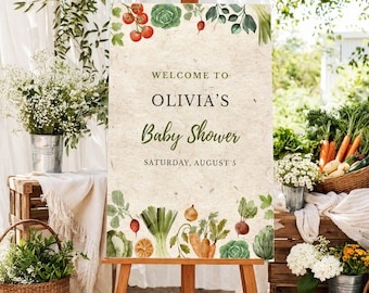 Locally Grown Baby Shower Welcome Sign Template, Farmers Market Baby Shower Decor Editable Printable Sign, Boho Rustic Baby Instant Download
