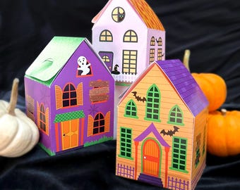 Printable Halloween Haunted House Treat Boxes: DIY Paper Craft (PDF)