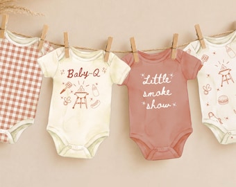 Baby Q Shower Onesie Banner Printable, BBQ Baby Sprinkle Decor, Grill Baby Shower Clothes Line Garland