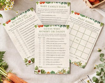 Garden Baby Shower Games Bundle, Farmers Market Baby Shower Games, Printable Baby Games Canva Template, Locally Grown Shower Baby Games