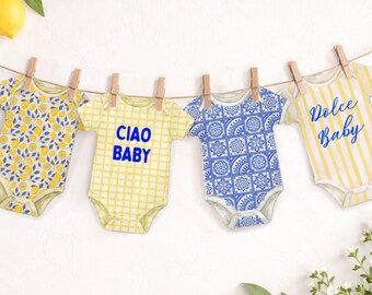 Guirnalda de baby shower "Ciao" / Decoración para baby shower "Costa Amalfitana" / Guirnalda de limones para baby shower / Guirnalda para fiesta temática italiana / Guirnalda imprimible para body de bebé