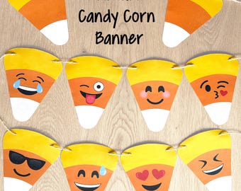 Printable Candy Corn Emoji Banner: DIY Halloween Garland (PDF)
