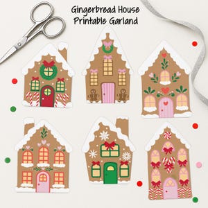 Utskrivbart pepparkakshus Girlanke för barn Målarpyssel