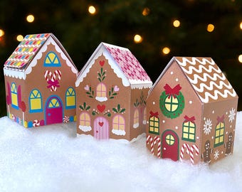Gingerbread House Favor Box - Christmas Printable Gift Boxes - Holiday DIY Craft Templates