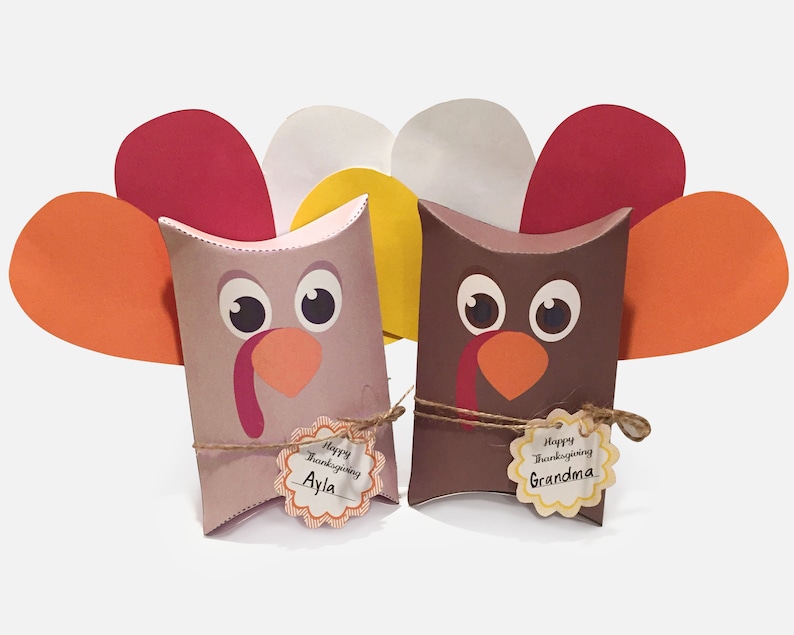 Turkey Thanksgiving Place Setting Gift Boxes Printable PDF Etsy Canada