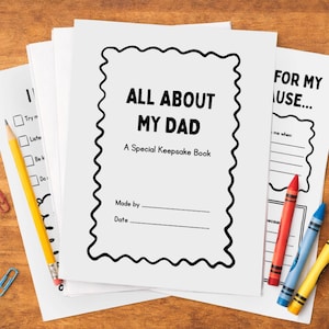 All About My Dad Keepsake Book - Printable Father's Day Gift (PDF Pattern)