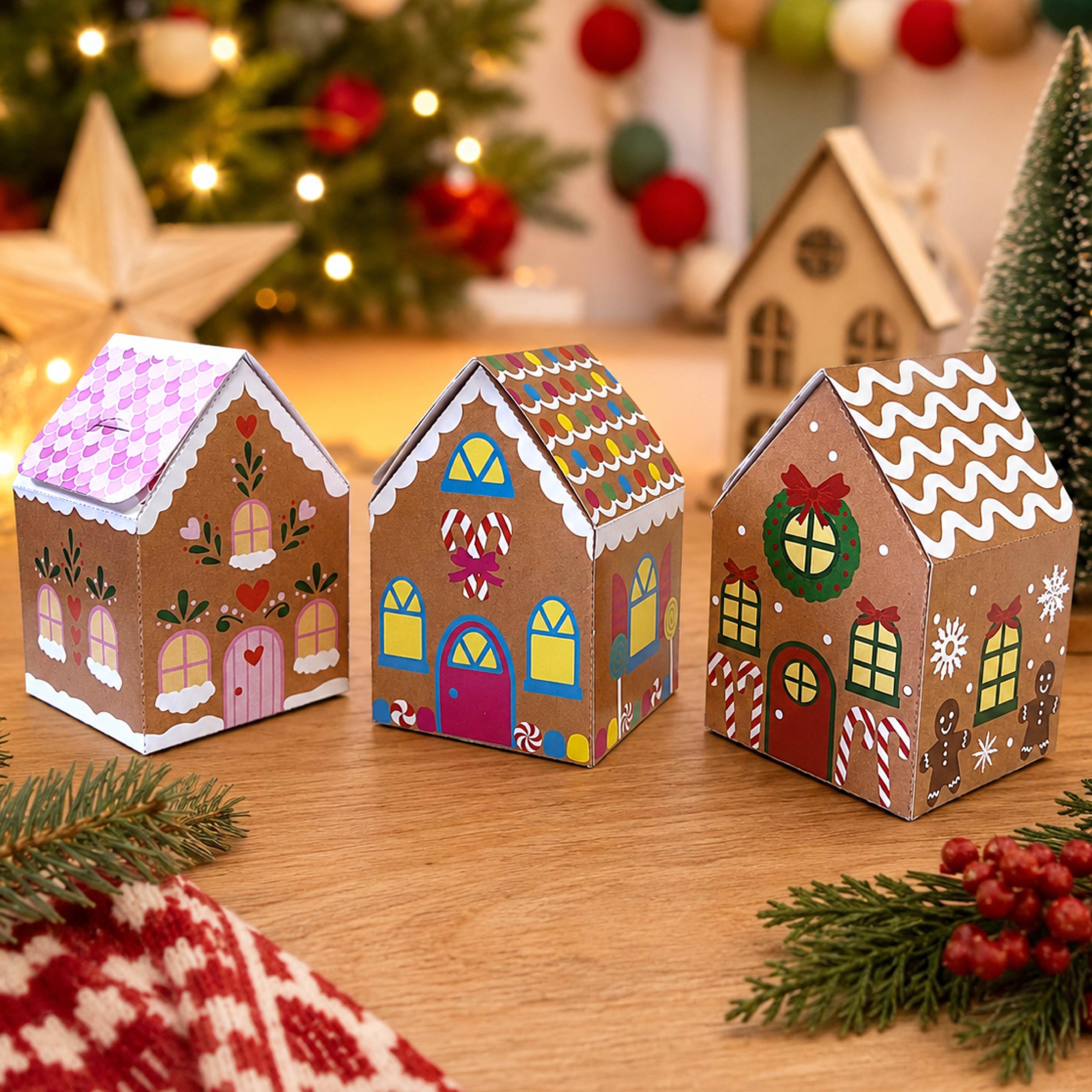 Gingerbread House Treat Boxes Printable Christmas Craft Kit Holiday…