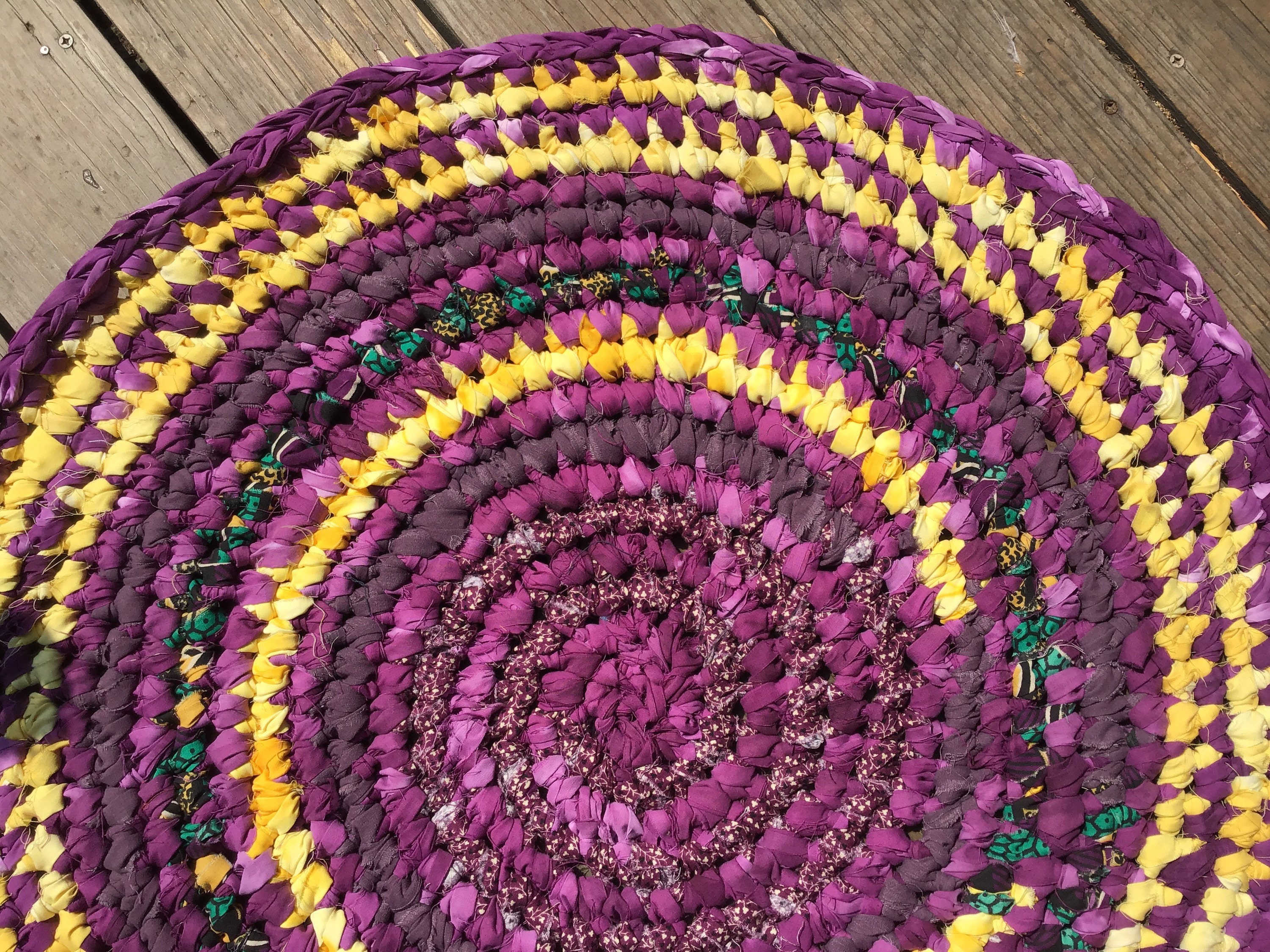 Handmade Rag Rug Round Spiral Crocheted W Upcycled Recycled Etsy