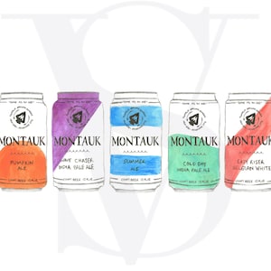 Montauk Beer Can Watercolor Print