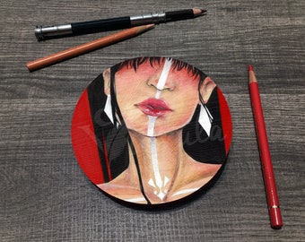 Girl With Earrings Painting On Wood