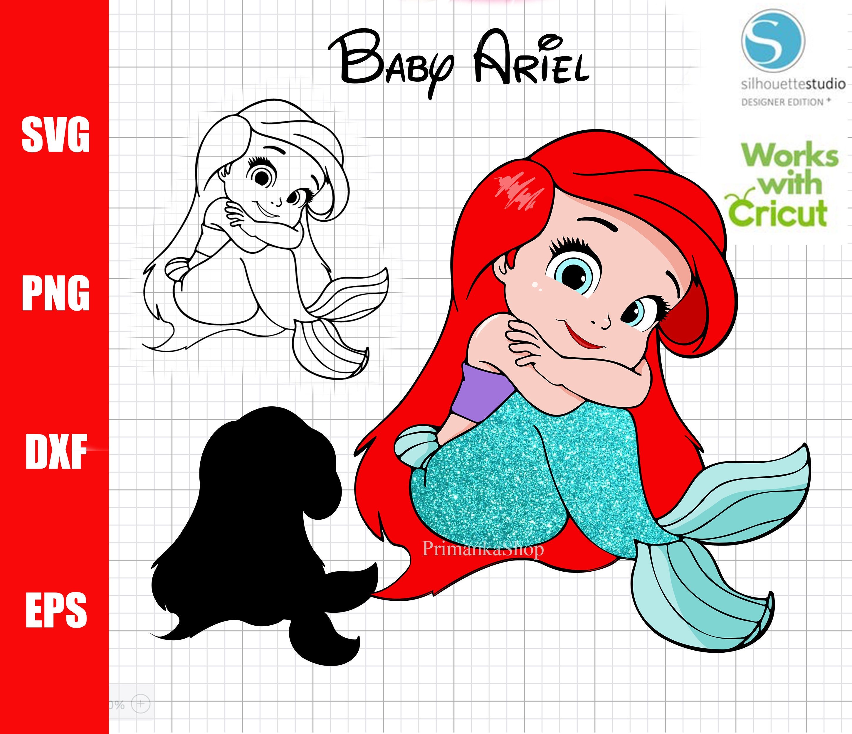 Baby Mermaid Ariel Svg cut file Disney Princess svg Little | Etsy