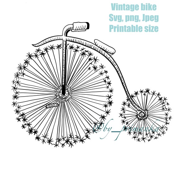 Download Vintage Bike Svg B W Dandelions Svg Bicycle Illustration Svg Etsy