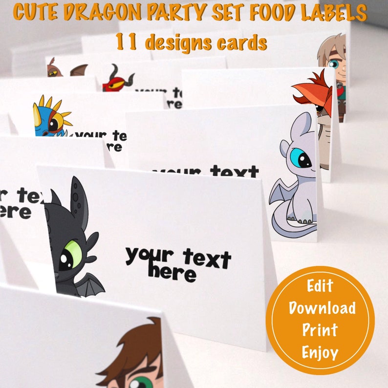Digital Food labels How to train your dragon personalized Etsy