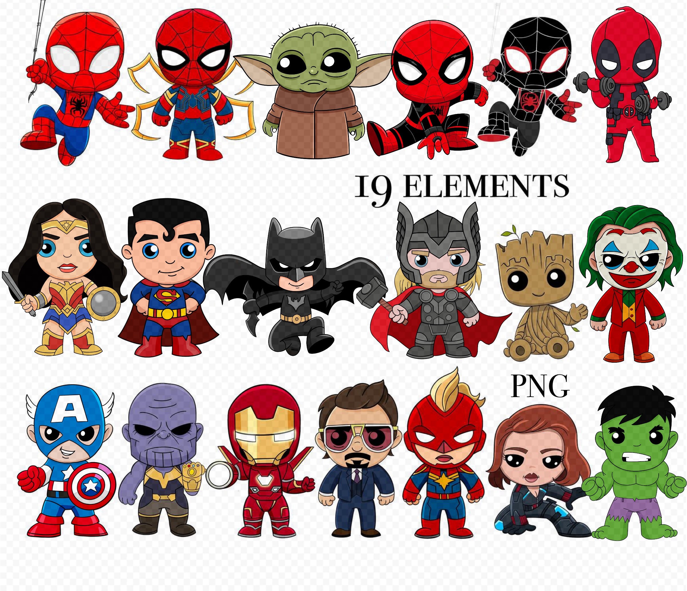 Png Superheroes Set Marvel Heroes Bundle Clipart Baby Super Etsy Ireland