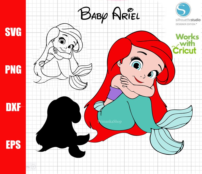 Download Bebé sirena Ariel Svg archivo de corte Disney Princess svg ...