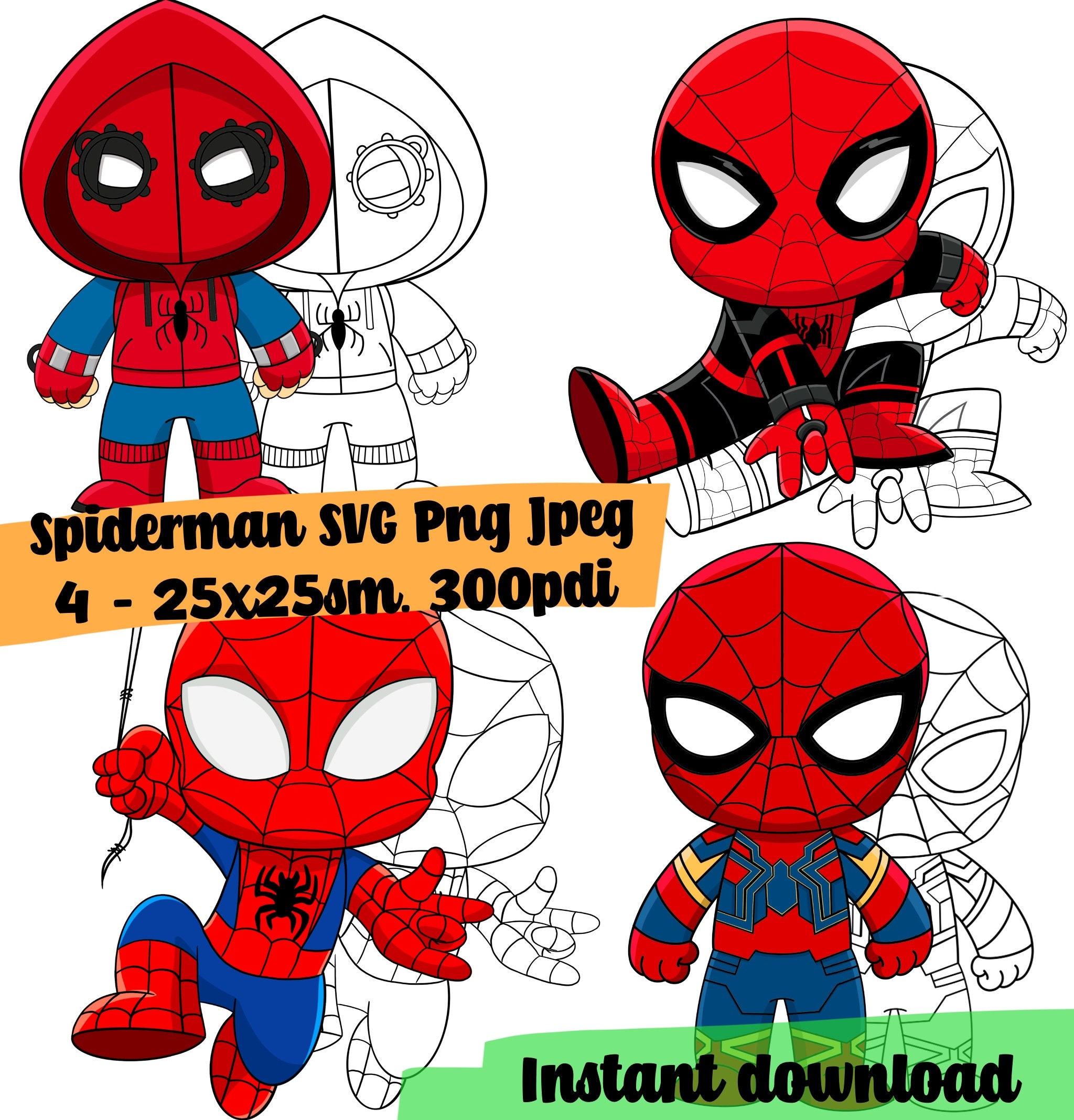 Download SVG set Spiderman Cricut FREE Coloring pages Marvel Black ...