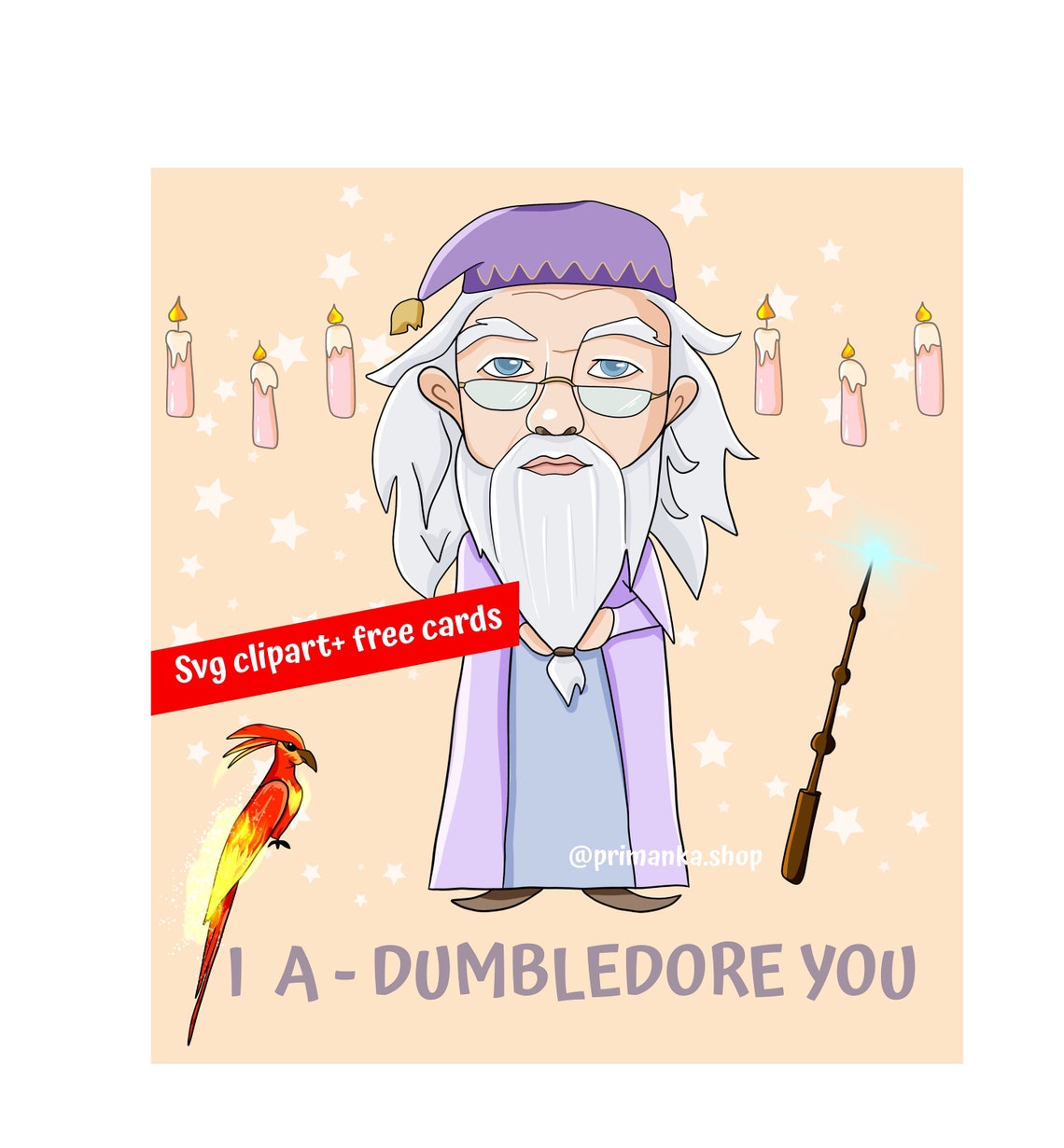 Albus Dumbledore svg harrypotter clipart free pdf cards | Etsy