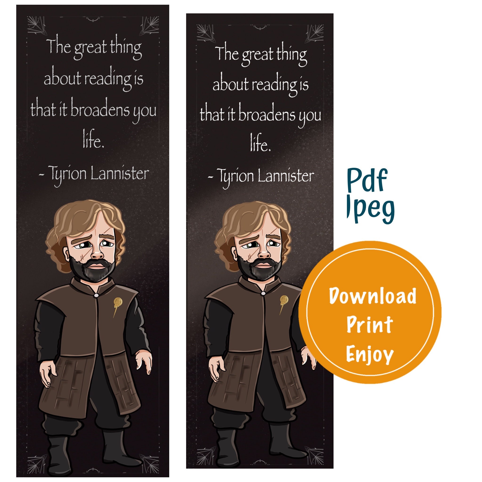 Tyrion Lannister Bookmark Game of thrones print bookmark | Etsy