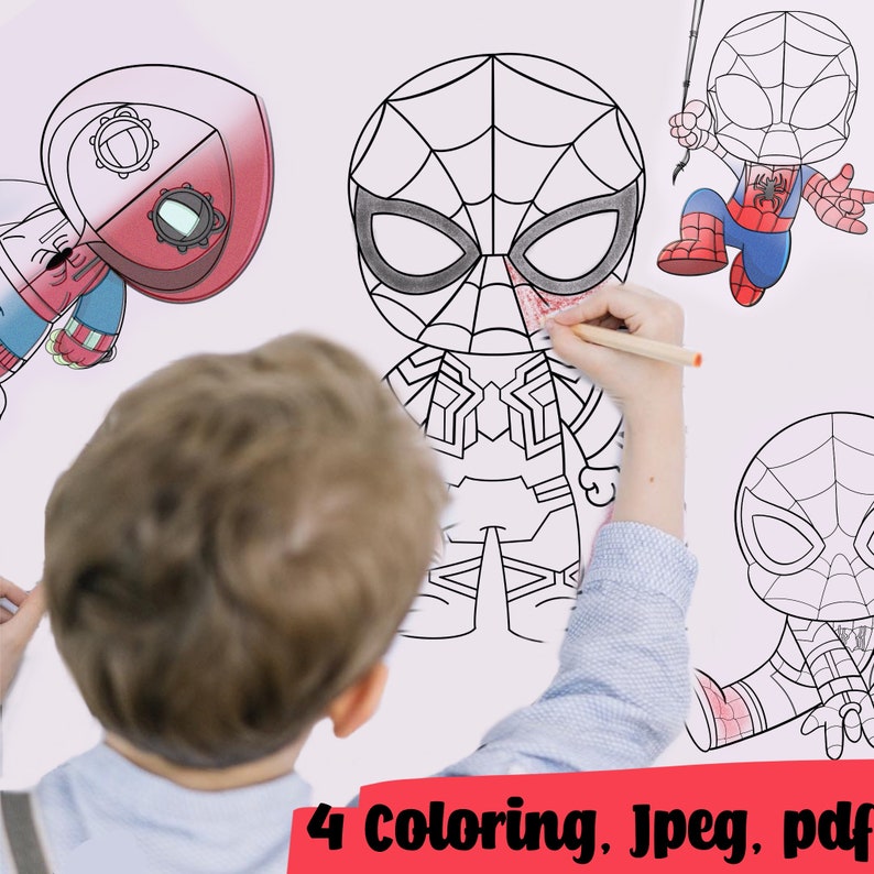 Download Free Baby Iron Spiderman Svg Free Coloring Line Art Marvel Etsy SVG Cut Files