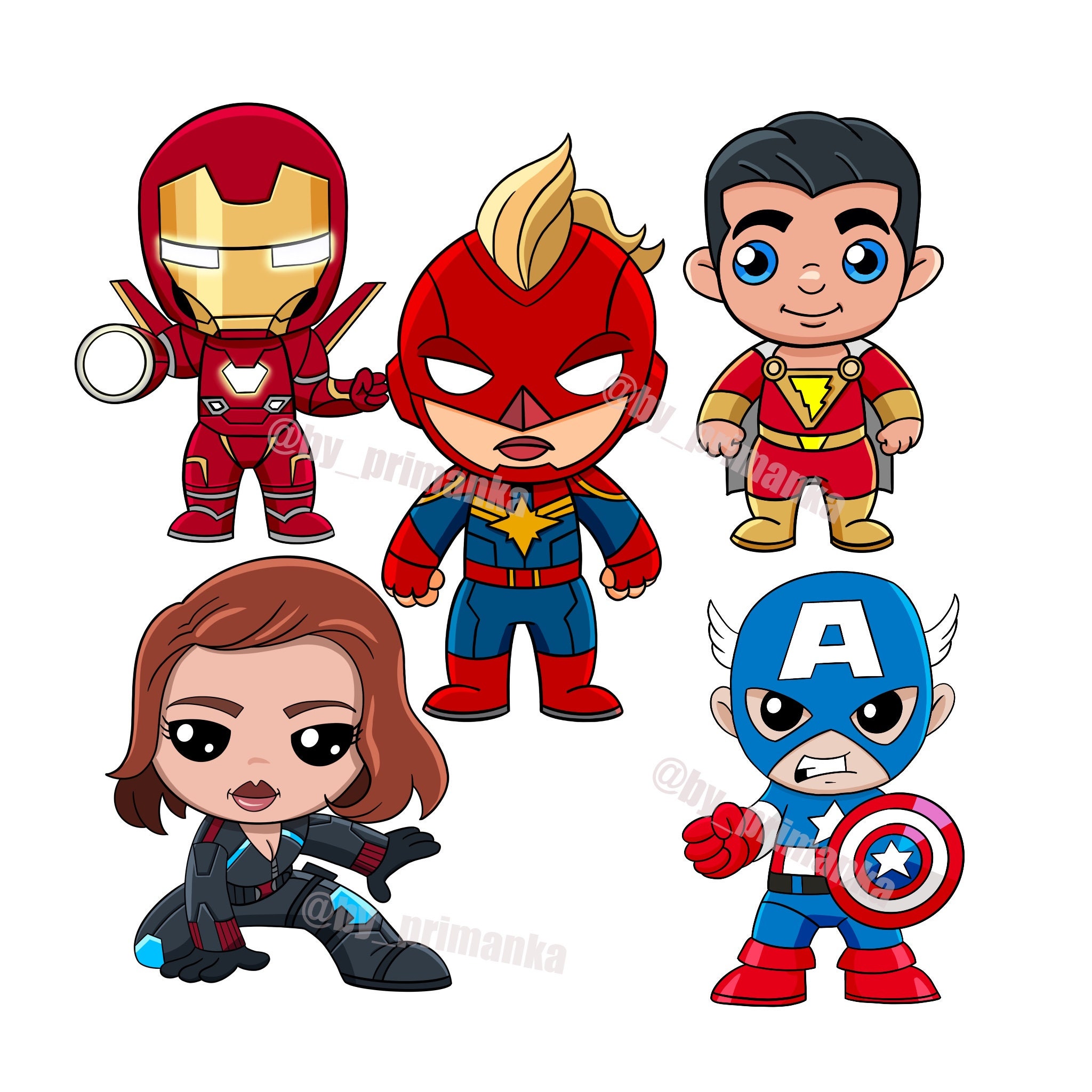 Iron man Captain America Captain Marvel Black Widow Shazam | Etsy
