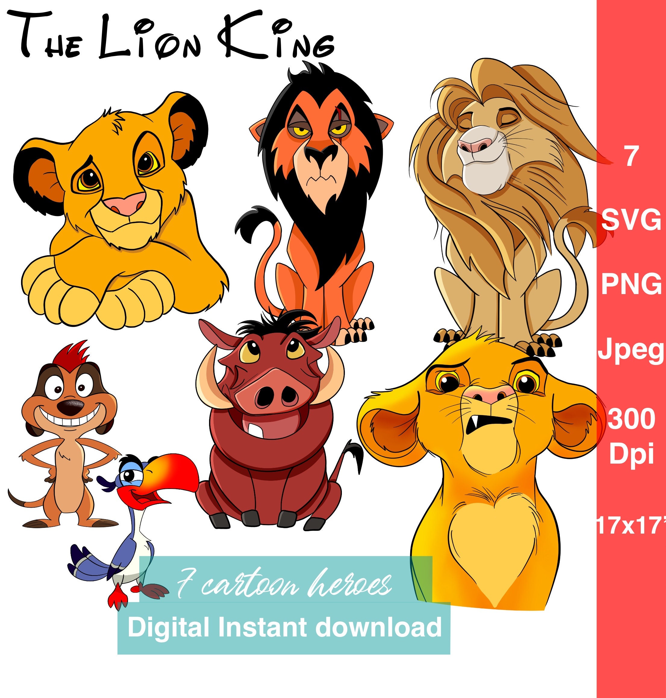 Download Layered Svg Set Lion King Svg Simba Clipart Baby Lion Timon Etsy